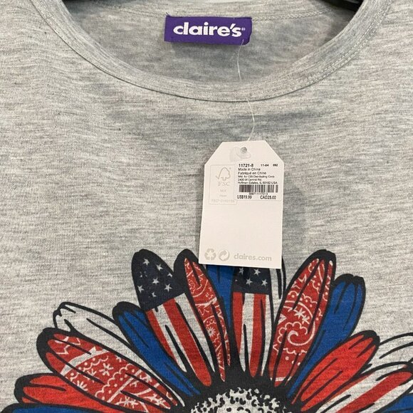 NWT Patriotic Gray and Red, White, and Blue Cropped Top - Size One Size - Picture 2 of 3